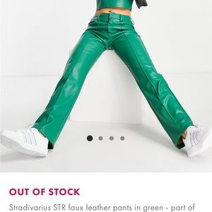 stravadarius asos green leather pants